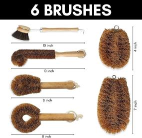 img 3 attached to Mega Eco Brush Collection by SKARBY - 6 Natural Wooden & Tawashi Brushes for Zero Waste 🌿 & Plastic Free Kitchen and Household Use - Dish Scrub Brush, Bottle Brush, Pot Pan & Vegetable Brushes Set