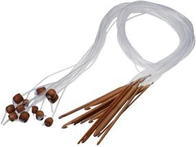 img 4 attached to 🧶 Set of 12 Afghan Tunisian Carbonized Bamboo Crochet Hooks, Sizes 1.2M 48", with Beads. Ideal for Carpet Crochet. Jiabetterniu Brand