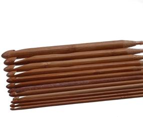 img 1 attached to 🧶 Set of 12 Afghan Tunisian Carbonized Bamboo Crochet Hooks, Sizes 1.2M 48", with Beads. Ideal for Carpet Crochet. Jiabetterniu Brand