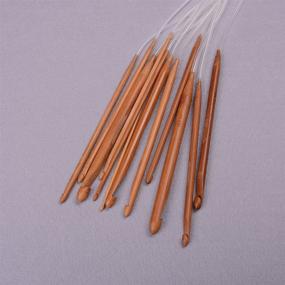 img 3 attached to 🧶 Set of 12 Afghan Tunisian Carbonized Bamboo Crochet Hooks, Sizes 1.2M 48", with Beads. Ideal for Carpet Crochet. Jiabetterniu Brand