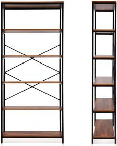img 2 attached to 📚 Kemanner 5-Tier Industrial Bookcase: Vintage Free Standing Brown Wood Bookshelf