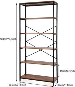 img 1 attached to 📚 Kemanner 5-Tier Industrial Bookcase: Vintage Free Standing Brown Wood Bookshelf