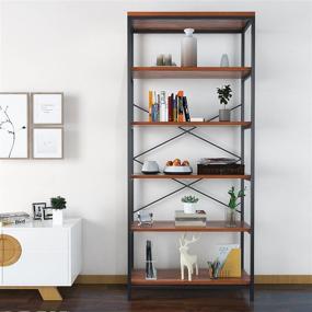img 3 attached to 📚 Kemanner 5-Tier Industrial Bookcase: Vintage Free Standing Brown Wood Bookshelf