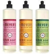 🎄 mrs. meyer's holiday liquid dish soap variety pack: iowa pine, orange clove, peppermint scent - 16 oz, 3pk logo