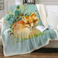 🦊 sleepwish fox print throw blanket: cozy sherpa fleece blanket with woodland animal design - turquoise - 50"x60 logo