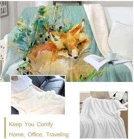 img 2 attached to 🦊 Sleepwish Fox Print Throw Blanket: Cozy Sherpa Fleece Blanket with Woodland Animal Design - Turquoise - 50"x60
