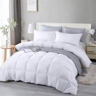 edujin full comforter: all-season 100% cotton quilted duvet insert with feather and down filling – stand-alone or use with corner tabs, white logo