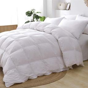 img 3 attached to EDUJIN Full Comforter: All-Season 100% Cotton Quilted Duvet Insert with Feather and Down Filling – Stand-Alone or Use with Corner Tabs, White
