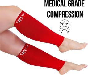 img 2 attached to 🧦 Zeta Sleeve XXL Wide Plus Size Calf Compression Red - Soothing Comfy Gradient Support, Prevents Swelling, Pain, Edema, DVT - Large Cuffs, Up to 26 Inches, Short Length, Wider Ankle
