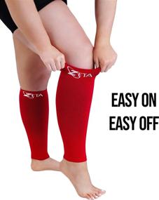 img 3 attached to 🧦 Zeta Sleeve XXL Wide Plus Size Calf Compression Red - Soothing Comfy Gradient Support, Prevents Swelling, Pain, Edema, DVT - Large Cuffs, Up to 26 Inches, Short Length, Wider Ankle
