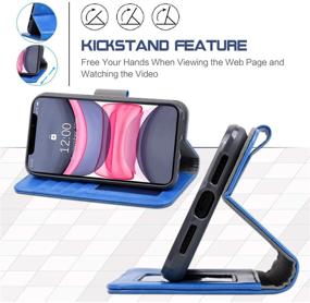 img 1 attached to 📱 Arae Case for iPhone 11 PU Leather Wallet - Stand Feature, Wrist Strap, 4-Slots, Azure