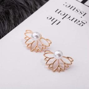 img 1 attached to Lotus Flower Earrings Set - Stylish Stud Ear Jackets for 🌸 Women and Girls with Sensitive Ears - 2-8 Pairs of Simple Chic Earrings