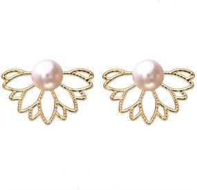 img 3 attached to Lotus Flower Earrings Set - Stylish Stud Ear Jackets for 🌸 Women and Girls with Sensitive Ears - 2-8 Pairs of Simple Chic Earrings