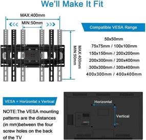 img 1 attached to Крепление для ТВ на стену с полным диапазоном движений - JUSTSTONE с поворотом и наклоном с регулировкой высоты для телевизоров размером от 27 до 65 дюймов, плавное выдвижение и максимальная поддержка VESA 400x400 мм до 121 фунта.