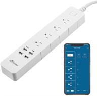 умная розетка с защитой от перегрузок apone smart plug power strip - управление устройствами с помощью приложения wifi, 4 розетки и 4 usb-порта - с защитным устройством сети и кабелем длиной 6 футов, совместимая с alexa и google assistants логотип