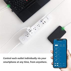 img 3 attached to Умная розетка с защитой от перегрузок Apone Smart Plug Power Strip - Управление устройствами с помощью приложения WiFi, 4 розетки и 4 USB-порта - С защитным устройством сети и кабелем длиной 6 футов, совместимая с Alexa и Google Assistants