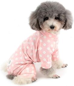 img 3 attached to Zunea Small Dog Daisy Jumpsuit Pajamas - Cute Cotton Overalls PJs for Puppy Girls - Sleepwear Shirt with Pants - Pet Doggie and Cat Four-Legged Pyjamas for All Seasons (Please Verify Chest and Back Measurements)