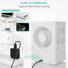 img 2 attached to 🌀 Portable Air Conditioner: 700 ML Water Tank, 5000mAh Battery, 120° Oscillation - Ideal for Office, Dorm, Bedroom & Outdoors