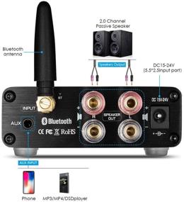 img 2 attached to 🎶 Bluetooth 5.0 Power Amplifier with 100W Class D Hi-Fi Stereo Audio, 2 Channel Mini Amp, Wireless Receiver for Home Theater, Treble and Bass Control - Douk Audio G3 (Black)