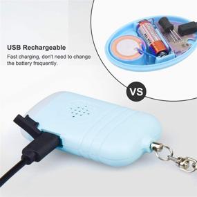 img 2 attached to 🔑 130DB Персональный безопасный брелок для женщин, детей и пожилых людей - USB-перезаряжаемый светодиодный фонарик - синий