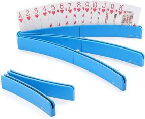 img 4 attached to 🎴 Convenient 4 Pack Playing Card Holder Tray - Hands-Free Organizer for Kids, Seniors, and Arthritis Sufferers - Ideal for Bridge, Canasta, and Strategy Card Games - Blue