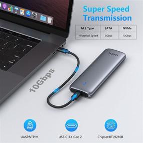 img 3 attached to 💾Адаптер кейса M.2 NVMe SSD без необходимости инструментов - USB C 3.1 Gen 2 10Gbps/Thunderbolt 3 - Поддержка UASP Trim, 6Gbps SATA PCIE M-Key(B+M Key) - для SSD размеров 2230/2242/2260/2280