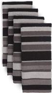 🧺 town &amp; country living lino farmhouse 4 pack cotton kitchen dish towel set, 16 x 26, black - super absorbent логотип