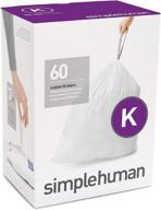 🗑️ simplehuman code k drawstring trash bags, white, 60 count – 35-45l / 9-12 gallon capacity logo