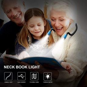 img 3 attached to 📚 TSINGREE LED Neck Book Light: USB Rechargeable, Hands-Free, 4 Super Bright LEDs, 3 Adjustable Brightness, Ideal for Bedtime Reading, Knitting, Walking, Jogging, Mending at Night (Blue)