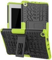 maomi kindle fire 7 case 2019/2017 - heavy duty cover with kickstand, 9th/7th generation (green) logo