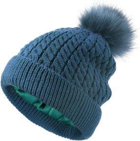 img 4 attached to Womens Winter Satin Lined Cuffed Beanie Detachable