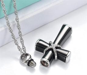 img 1 attached to 🔥 shajwo Cremation Jewelry Cross Urn Necklaces for Ashes: A Timeless Memorial Keepsake for Women and Men