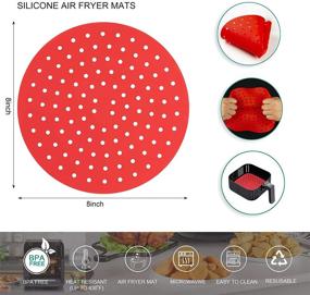 img 3 attached to 🍽️ SIMOEFFI 8.5 Inch Square Silicone Air Fryer Mats - Reusable Liner, Heat Resistant up to 430℉, Easy to Clean, BPA Free - Pack of 2