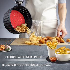 img 1 attached to 🍽️ SIMOEFFI 8.5 Inch Square Silicone Air Fryer Mats - Reusable Liner, Heat Resistant up to 430℉, Easy to Clean, BPA Free - Pack of 2