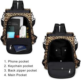 img 1 attached to 🐆 Leopard Women's Backpack Purse Set: Stylish Travel Daypack with Wallet included