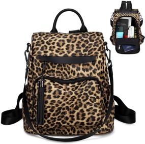 img 3 attached to 🐆 Leopard Women's Backpack Purse Set: Stylish Travel Daypack with Wallet included