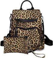 🐆 leopard women's backpack purse set: stylish travel daypack with wallet included logo