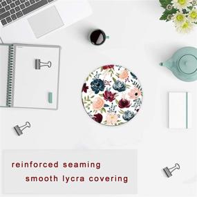 img 1 attached to 🌸 Коврик для мыши Dooke с обшитым краем | Превосходно текстурированный антискользящий коврик для мыши | Водонепроницаемый | Милый круглый дизайн | Аксессуары для ноутбука, компьютера и офисного стола | 7,9 х 7,9 дюйма | Цветочные мотивы искусства