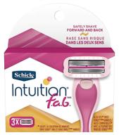 🪒 pack of 3 schick intuition f.a.b. bi-directional women's razor refills logo
