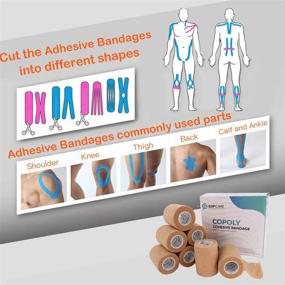 img 2 attached to 🏥 Medical Tape: Self-Adhesive Wrap Cohesive Bandages for Ankle Sprains, Swelling & Sports Injuries - 6 Count, 3"x5 Yards, Flexible Breathable Non-Woven Rolls