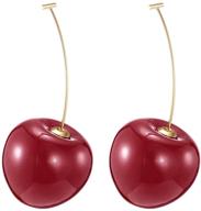 famarine 3d lifelike red cherry drop earrings | rabbit stud earrings | cute funny acrylic resin fruit gold dangle earring for girls, women, and kids | perfect gifts logo