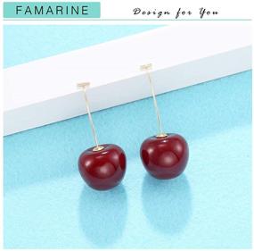 img 2 attached to FAMARINE 3D Lifelike Red Cherry Drop Earrings | Rabbit Stud Earrings | Cute Funny Acrylic Resin Fruit Gold Dangle Earring for Girls, Women, and Kids | Perfect Gifts