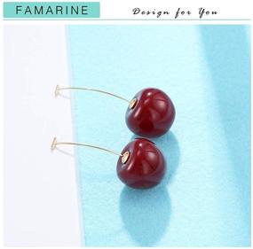 img 1 attached to FAMARINE 3D Lifelike Red Cherry Drop Earrings | Rabbit Stud Earrings | Cute Funny Acrylic Resin Fruit Gold Dangle Earring for Girls, Women, and Kids | Perfect Gifts