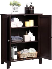 img 2 attached to 🚪 VASAGLE Brown Bathroom Floor Storage Cabinet - Double Door Design with Adjustable Shelf, BCB60BR