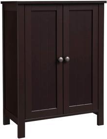 img 4 attached to 🚪 VASAGLE Brown Bathroom Floor Storage Cabinet - Double Door Design with Adjustable Shelf, BCB60BR
