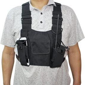 img 3 attached to 🎒 GoodQbuy Universal Radio Harness Chest Rig Bag Pocket Pack Holster Vest for Two Way Radio (Rescue Essentials): The Perfect Gear for Emergency Communication!