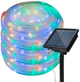 img 4 attached to 🏮 Solar Rope Light - 33FT 100L IP65 Waterproof LED Copper Fairy String Tube Lights for Party, Garden, Yard, Home, Wedding, Christmas, Halloween, Holiday Decoration Lighting - Multi Color 33FT 100L