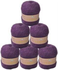 img 4 attached to 🧶 6 Balls Angora Mohair Wool Yarn - Soft Fingering Baby Mohair Cashmere Hand Crochet Yarn 300g (Misty Purple) - Perfect for Knitting DIY Projects!