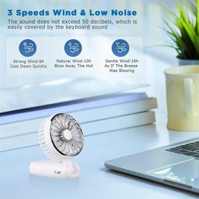 img 2 attached to Rechargeable Handheld Fan with Three Speeds - Portable Personal Fan for Travel & Outdoors, Battery Operated, Ideal for Summer (White)