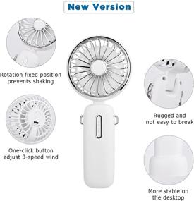 img 3 attached to Rechargeable Handheld Fan with Three Speeds - Portable Personal Fan for Travel & Outdoors, Battery Operated, Ideal for Summer (White)